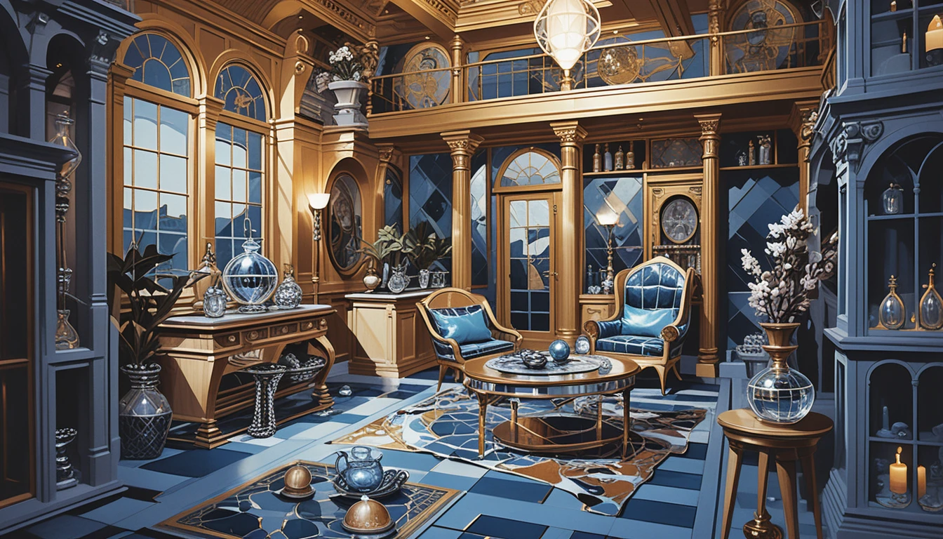 Fantasy Two Story Merchant House Diorama Interior Cutaway