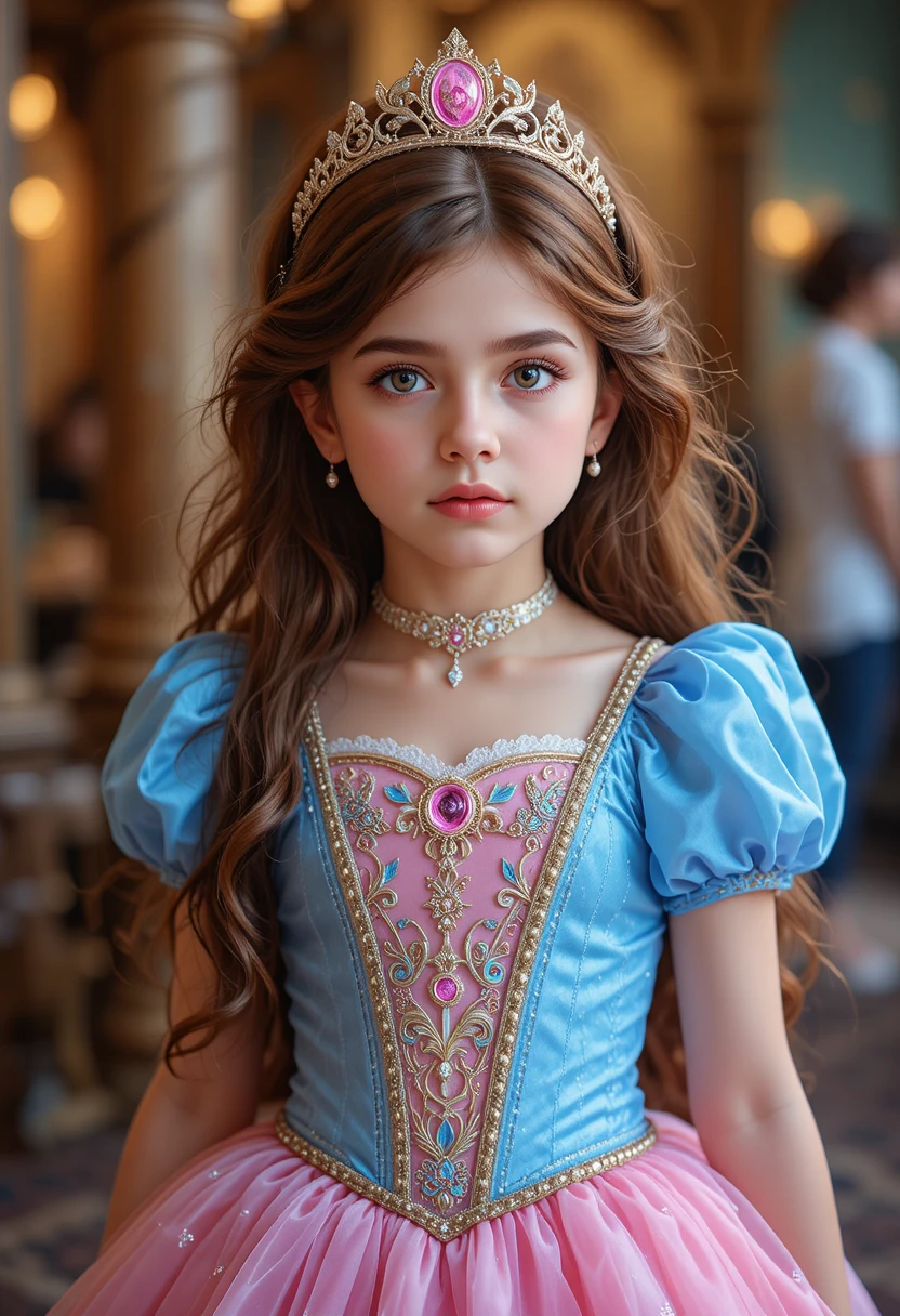 Tween boy in princess dress at Disneyland girl day event