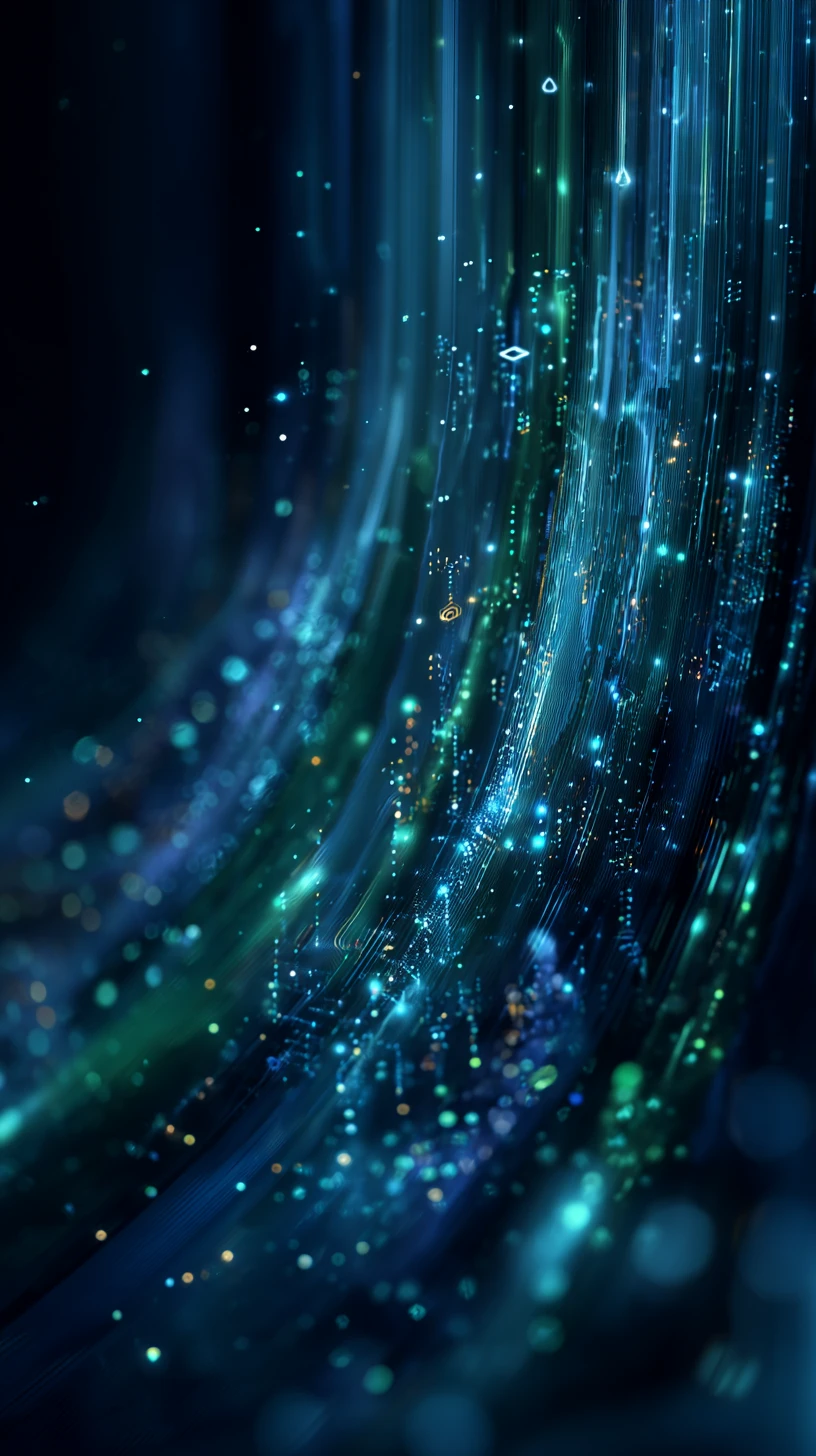 Cascata digitale afrofuturista di dati luminosi in streaming