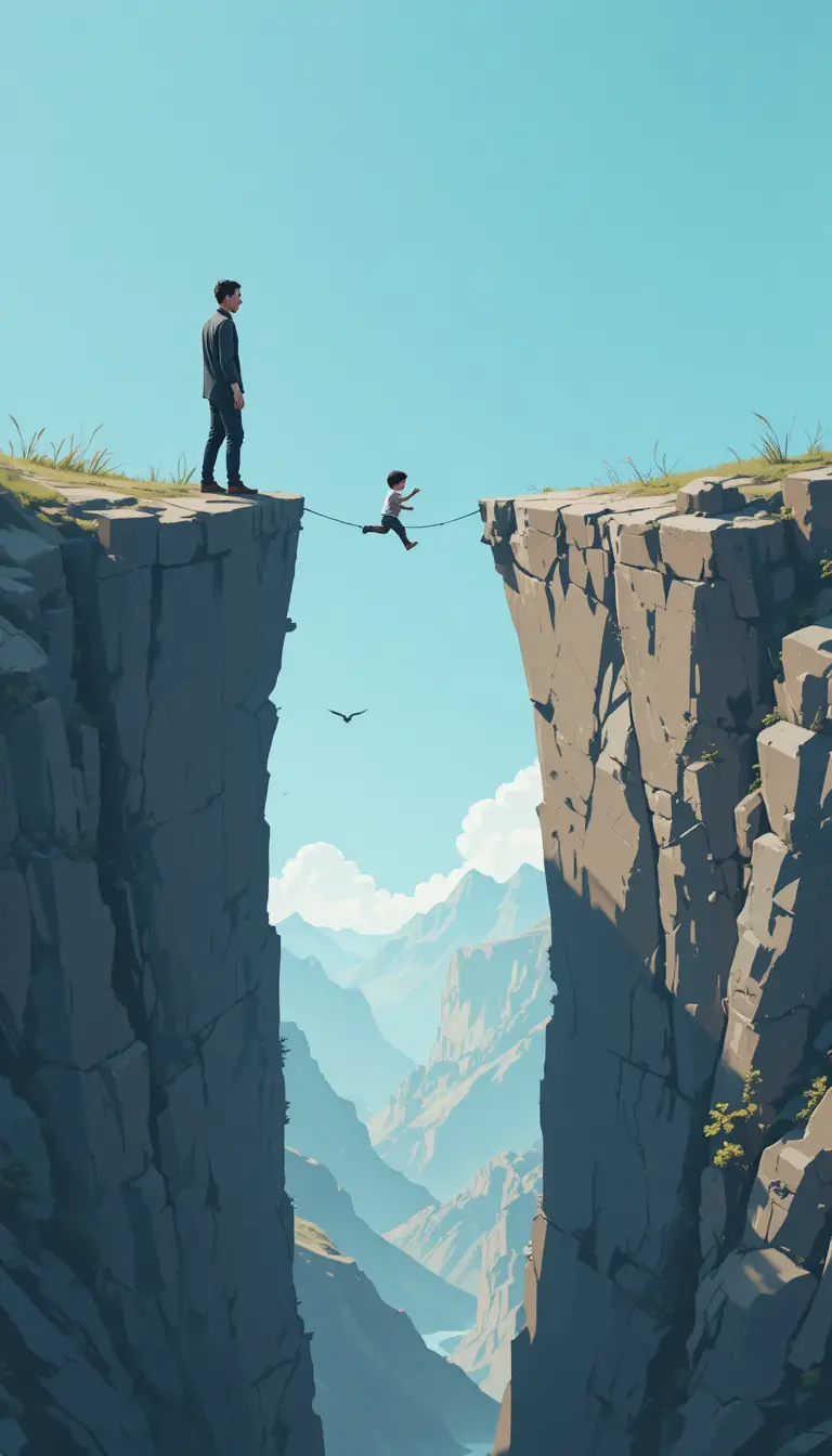 Father bridging a rocky gap for his child