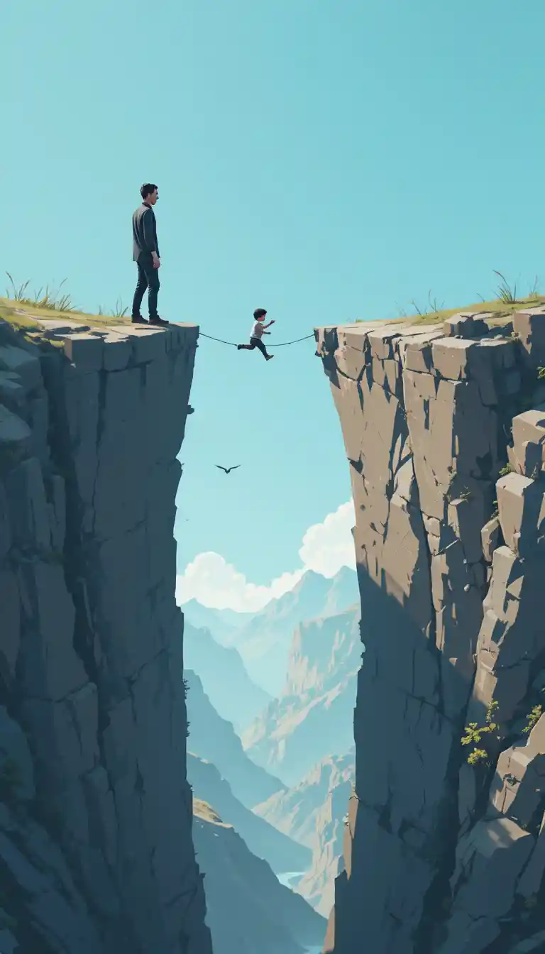 Father bridging a rocky gap for his child