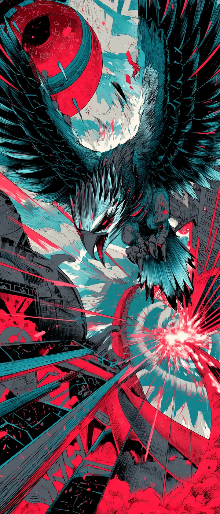 Aztec eagle warriors clash in a dramatic anime sky battle