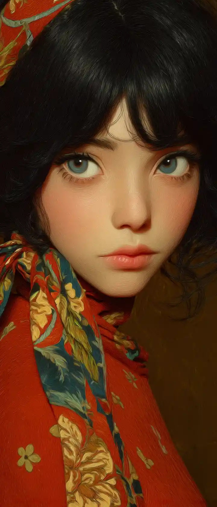 Beautiful anime woman portrait in fantasy painting style