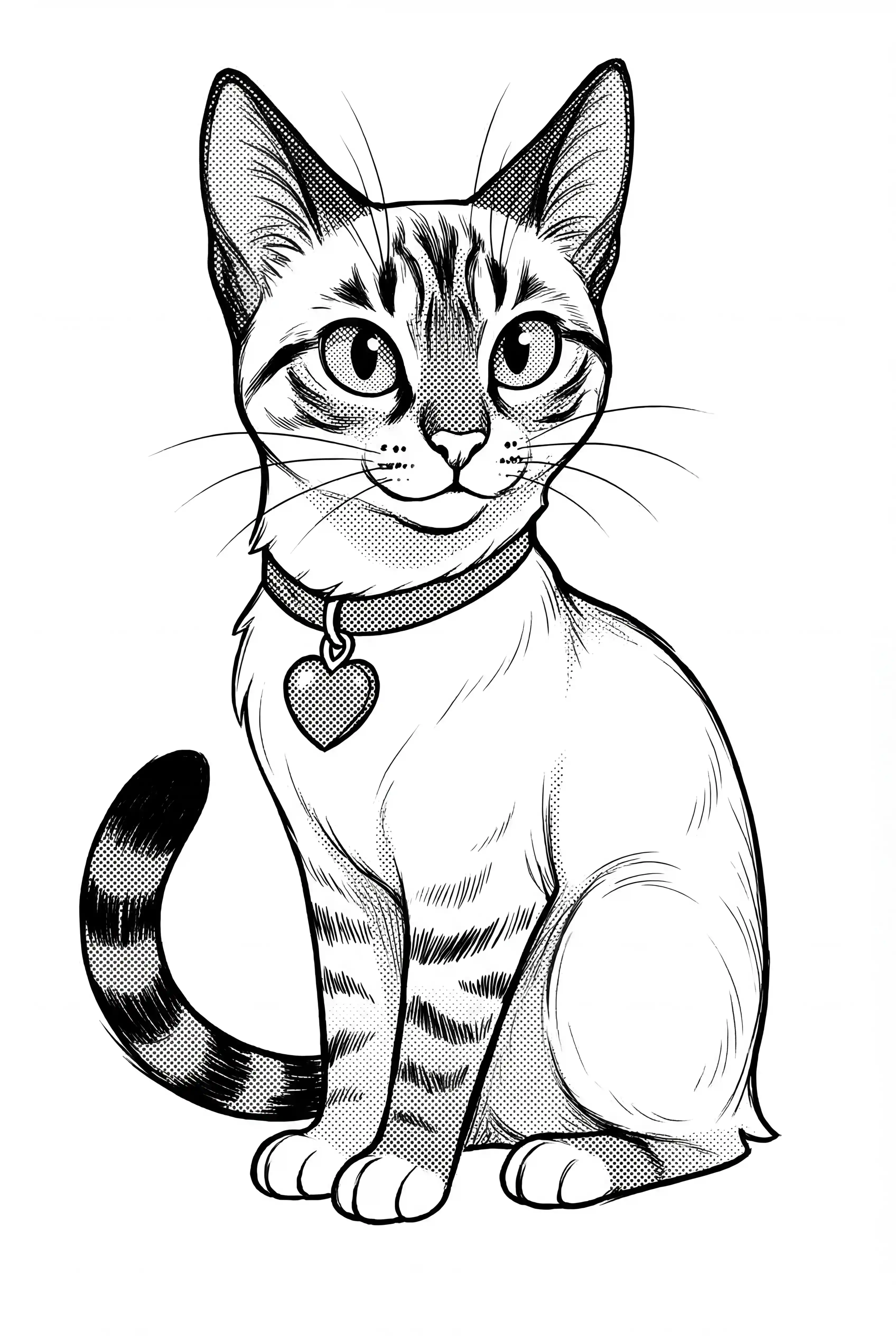 Monochrome Manga Style Ink Illustration Coloring Page