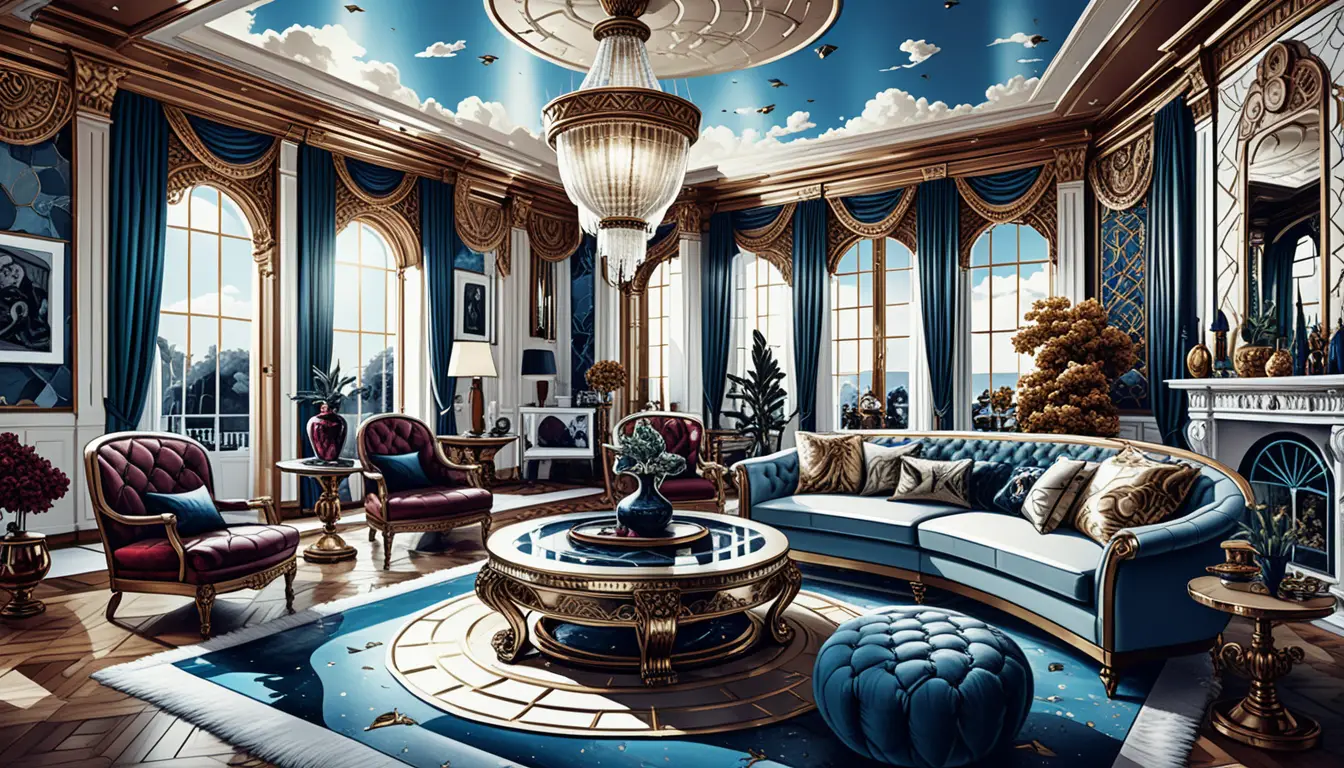 Dark fantasy manor interior with luxurious mystical decor