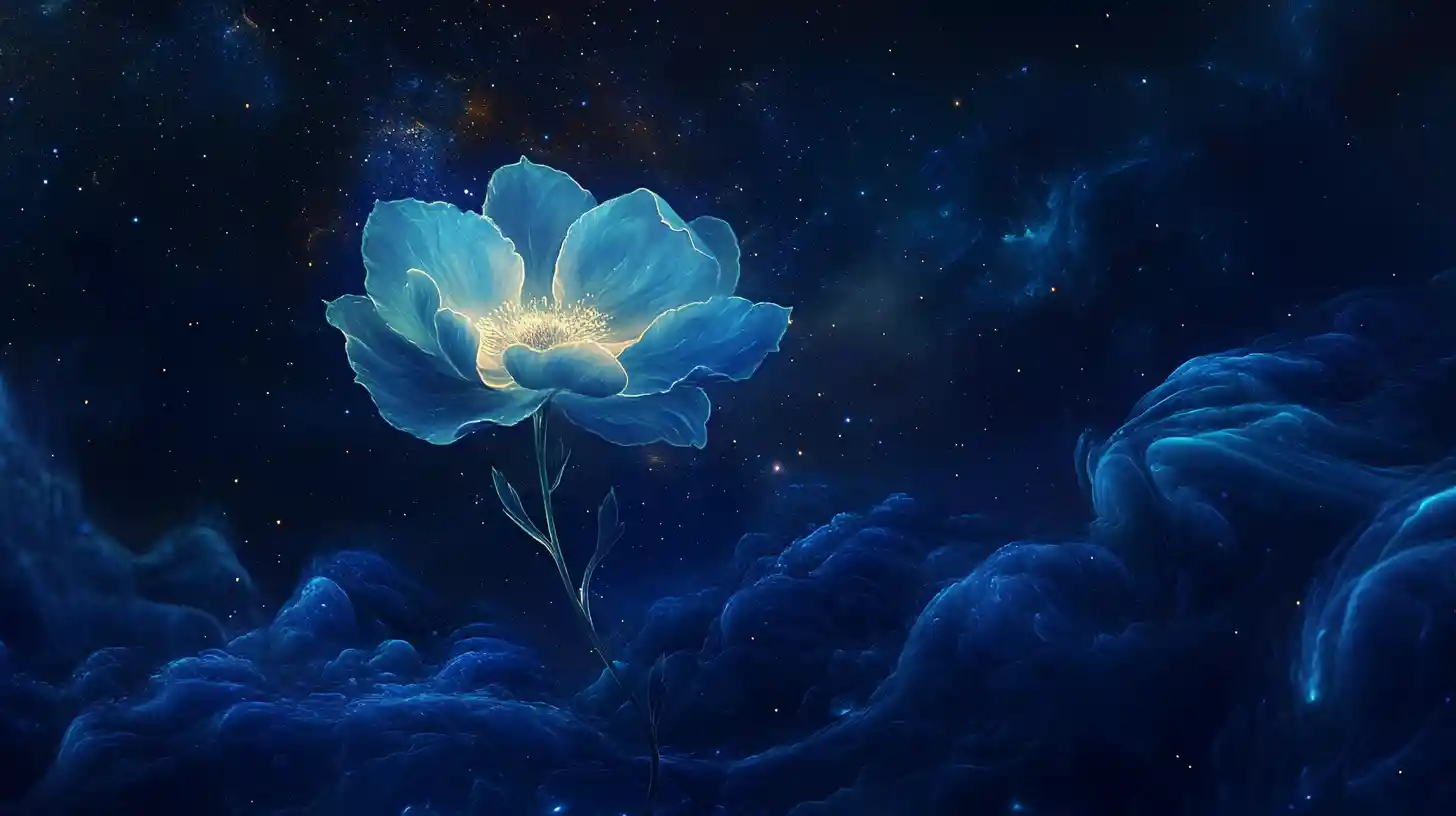 Ethereal Flower Blooming Under A Starry Midnight Sky