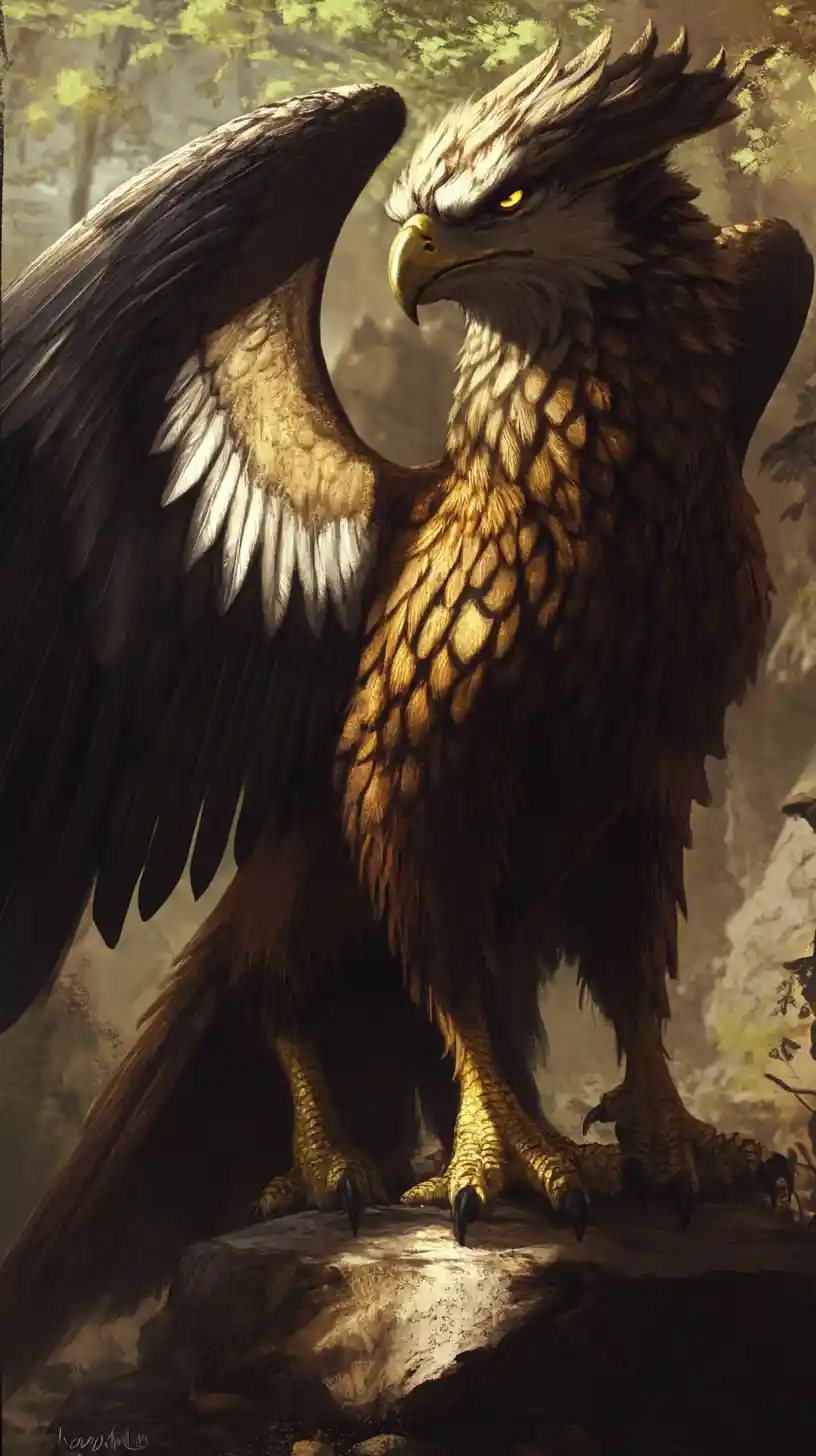 Majestic griffin guardian from ancient mythology