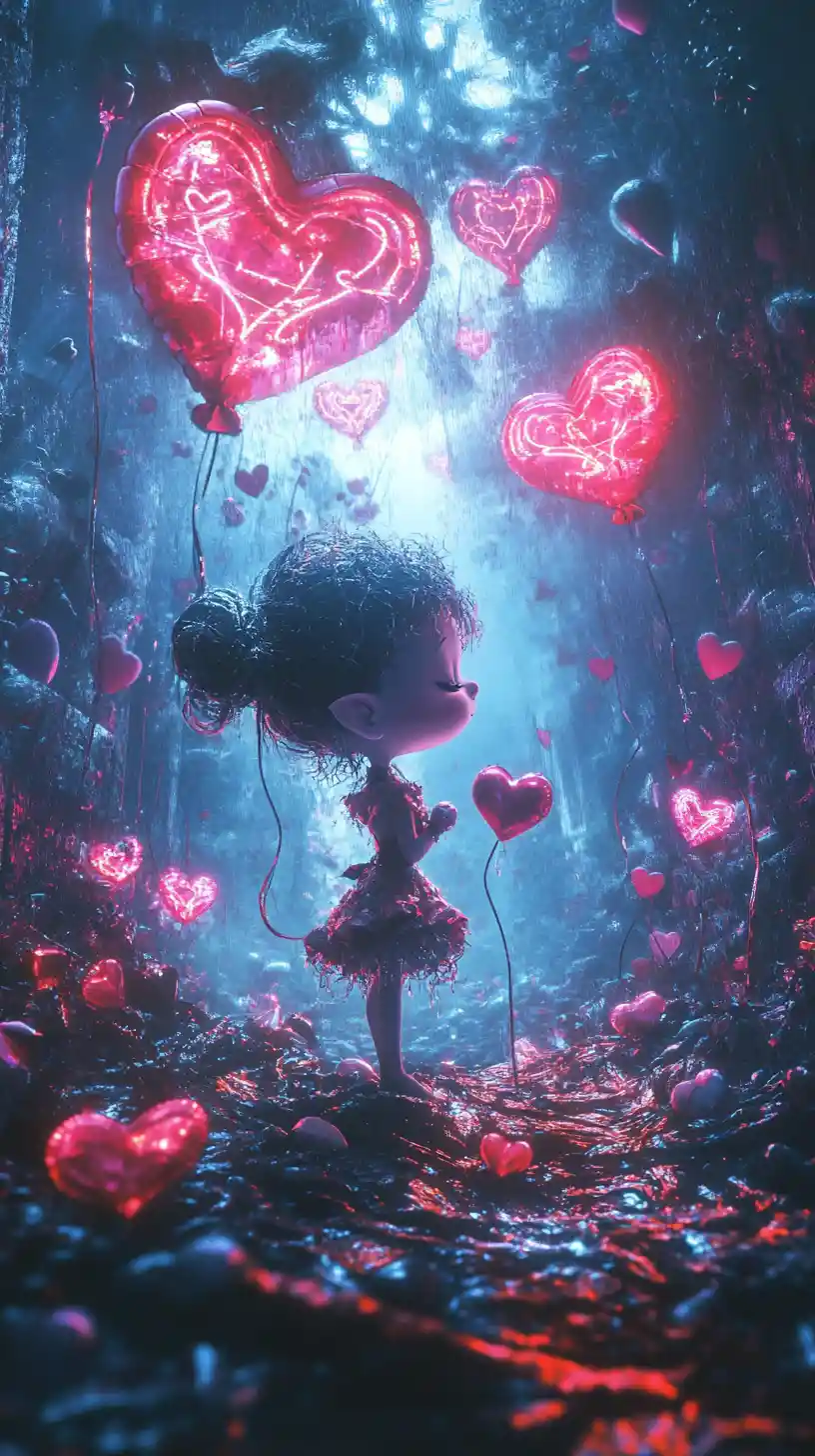 Playful elf in a surreal romantic dreamscape scene
