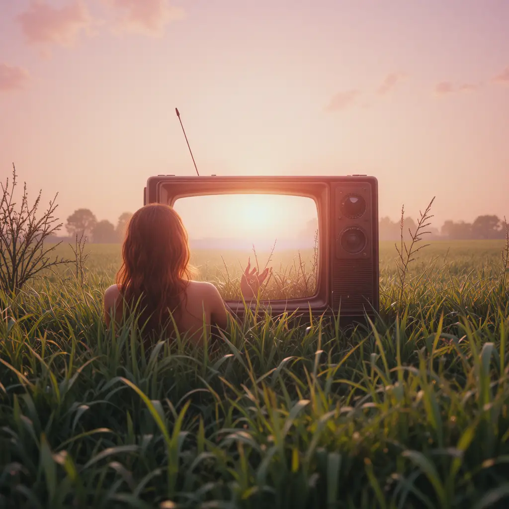 Television Screen With Urgent Message To Turn It Off
