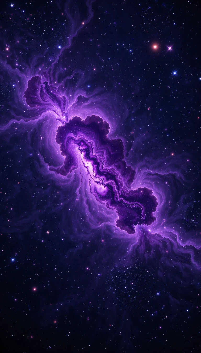 Dark Purple Galaxy With Swirling Violet Nebula And Stars