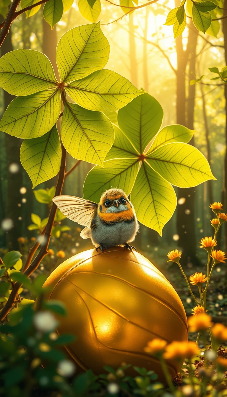 Ladybug On Golden Horseshoe In Magical Forest Clearing