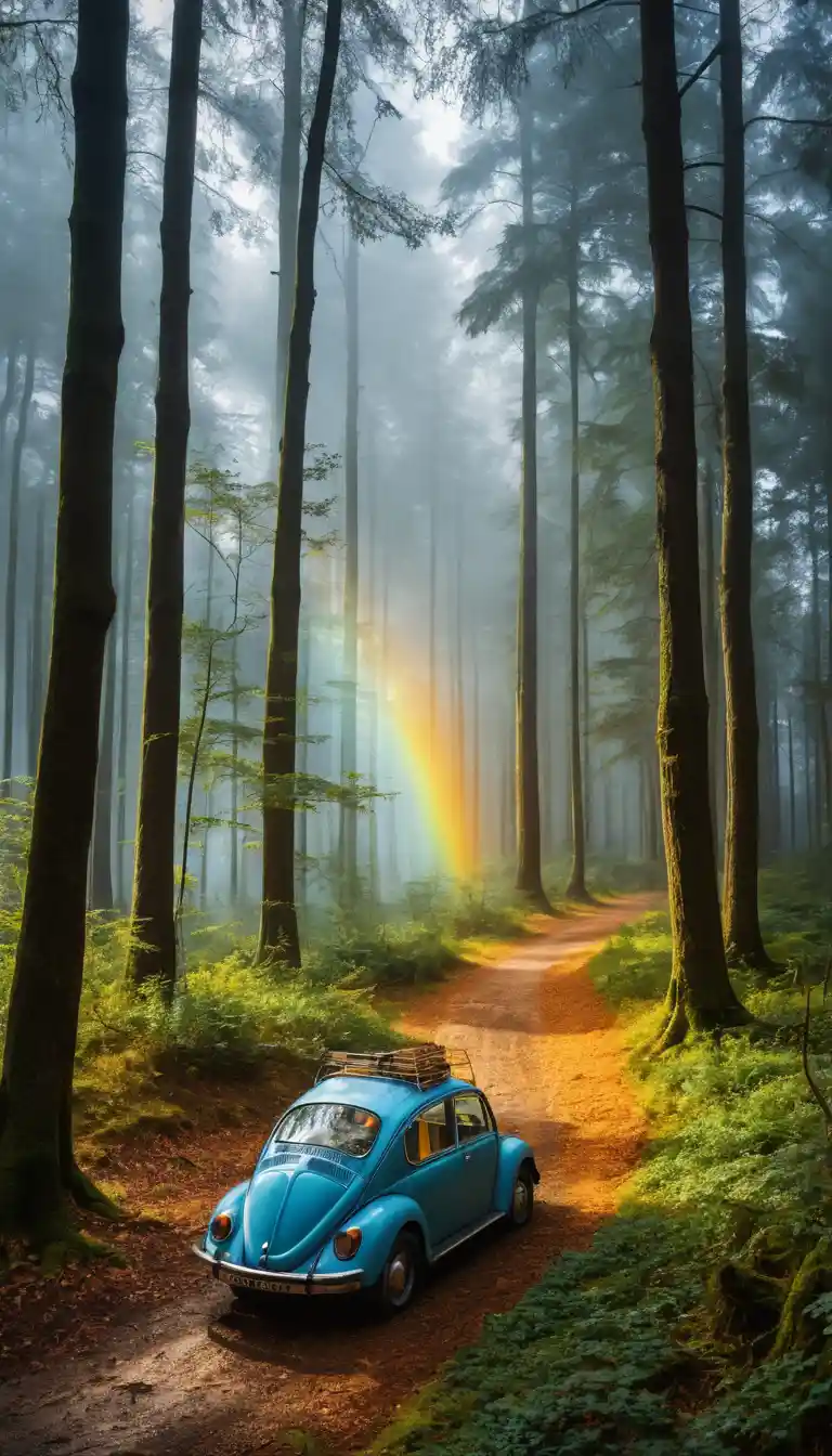 Ladybug On Horseshoe In Magical Sunlit Forest Clearing