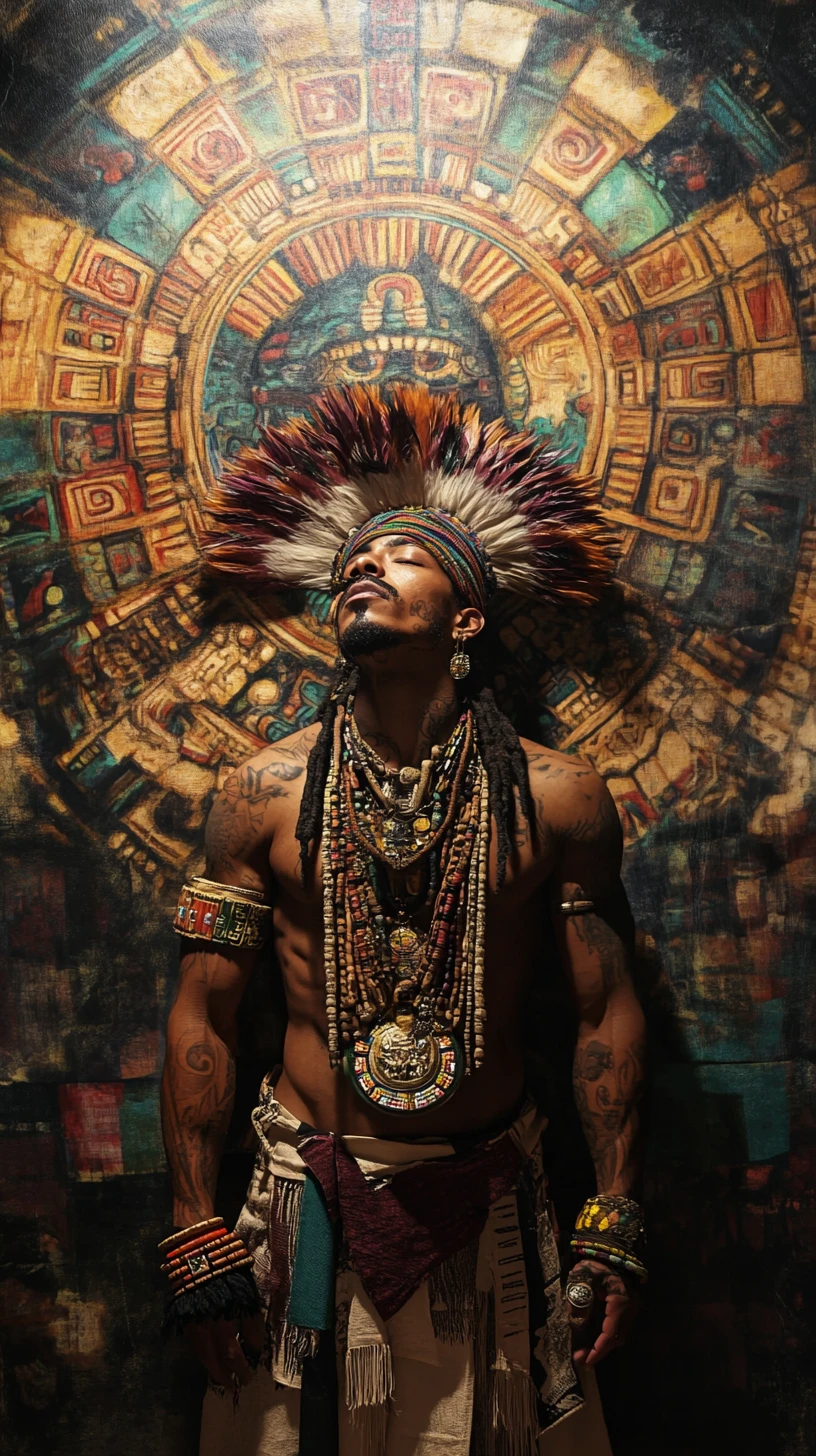 León inspirado en mayas y aztecas con presencia mística