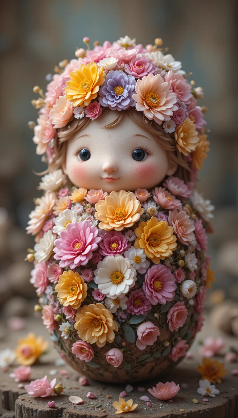Niedliches Schaf mit Blumenkranz und Blumenstrauß