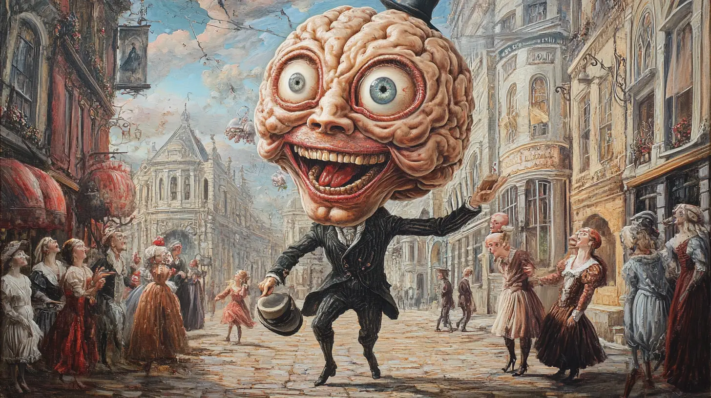 Bizzarro Gentiluomo Cervello in una Strada di Città Rinascimentale
