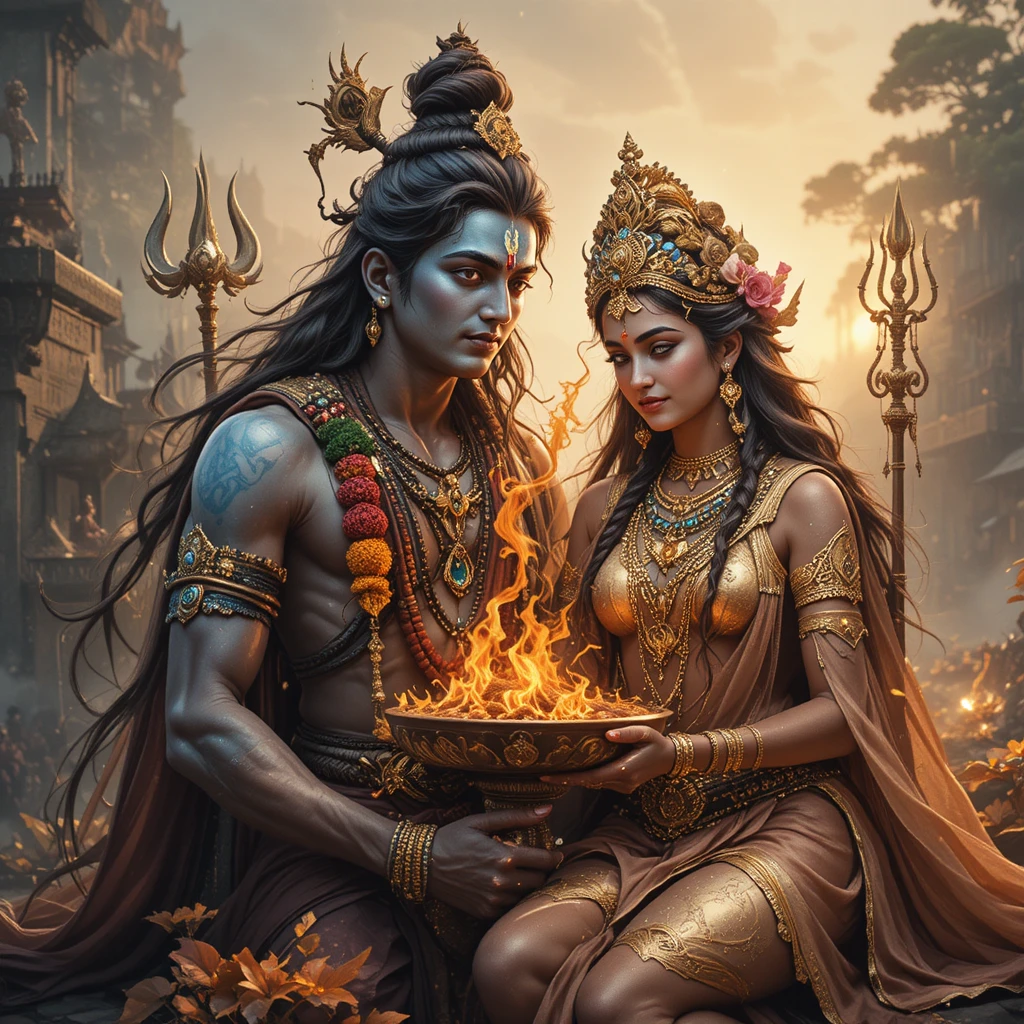 Hindu god Shiva and goddess Parvati as divine married couple