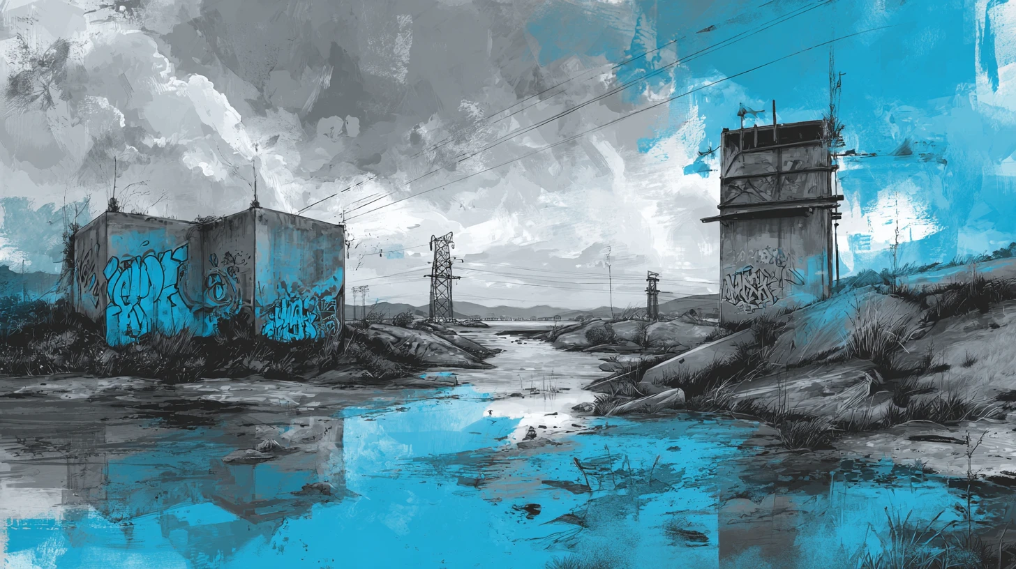 Serene abstract landscape with subtle signs of dereliction
