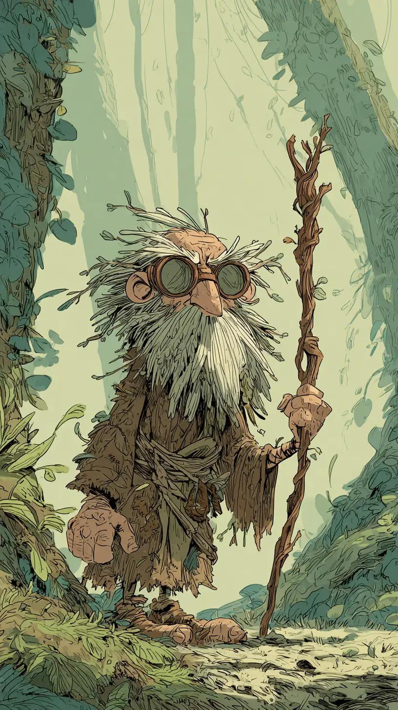 Eccentric Old Druid In A Mystical Ancient Forest