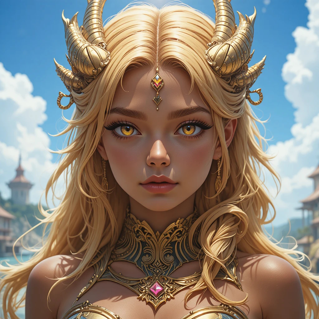 Joven diosa dragón del destino en estilo fantasía anime