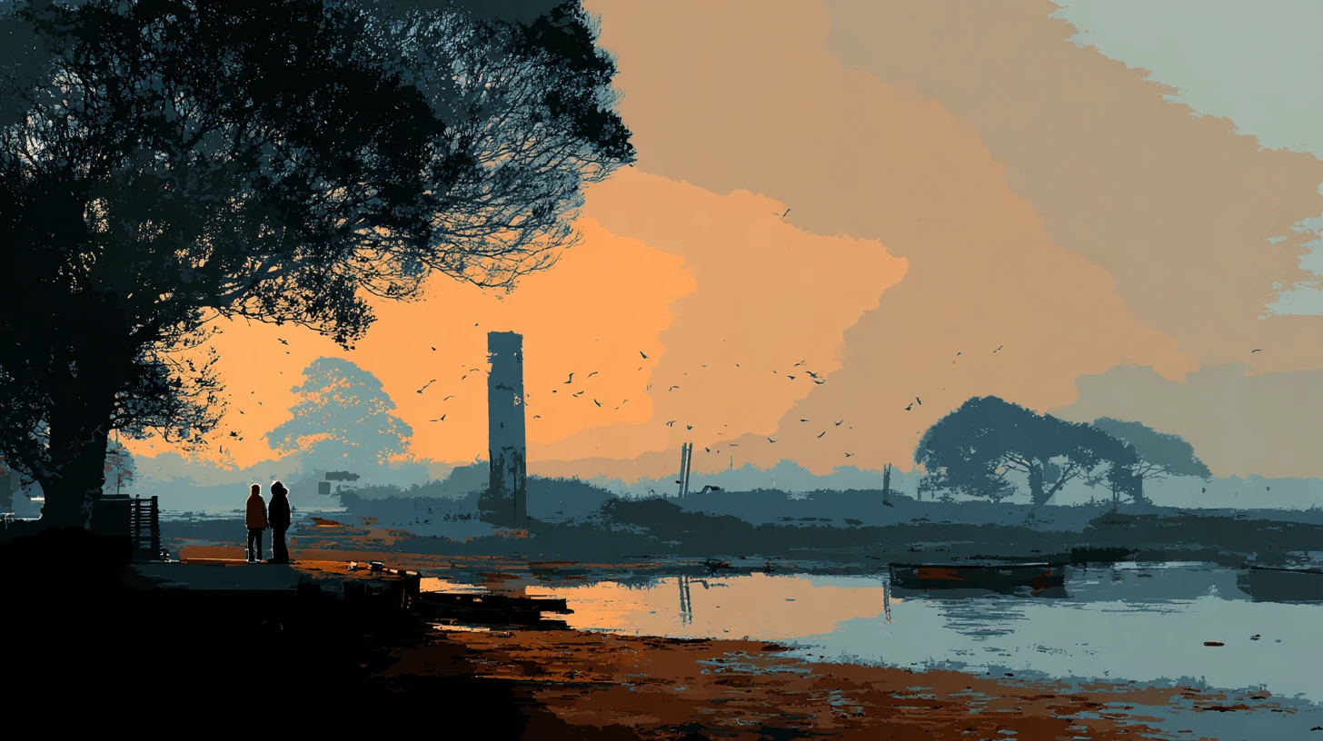 Serene Abstract Landscape With Faded Catastrophic Dereliction
