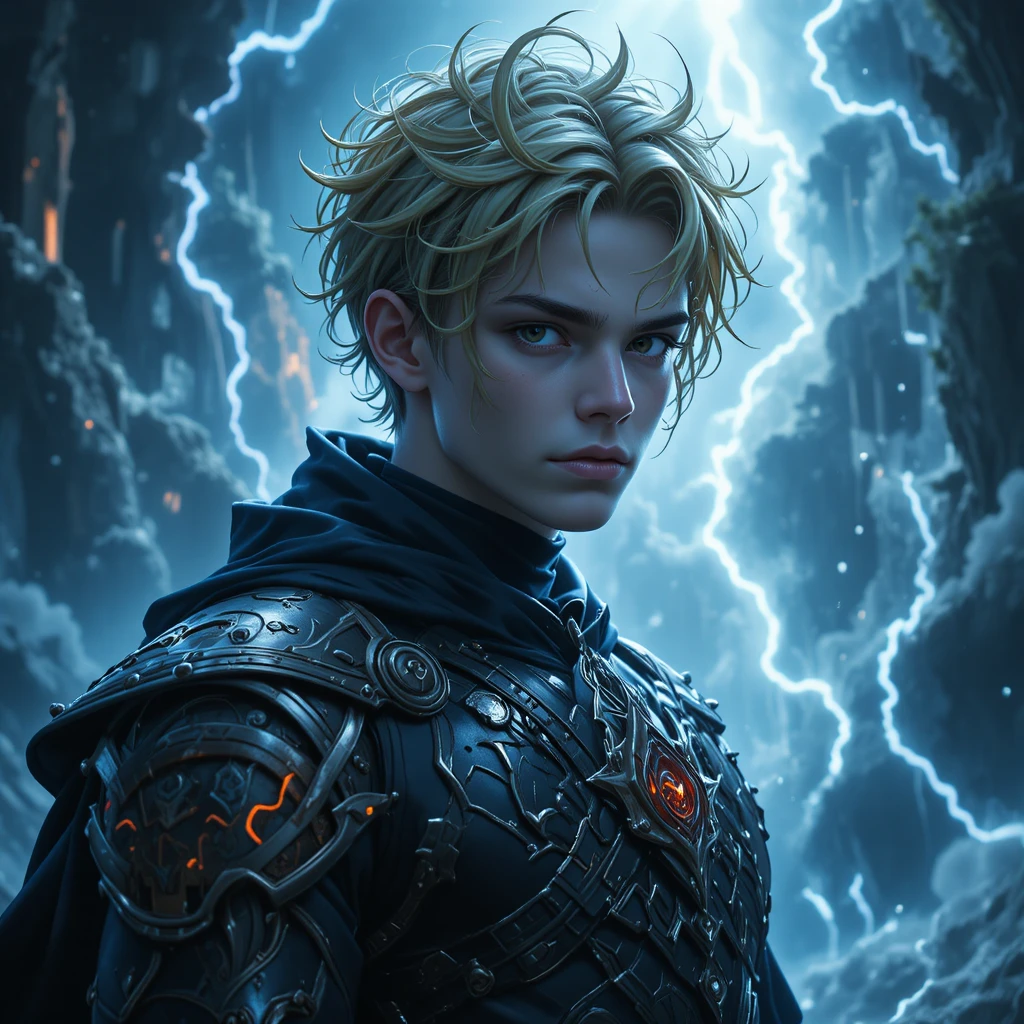 Junger dunkler Gott in einer mystischen Anime-Welt