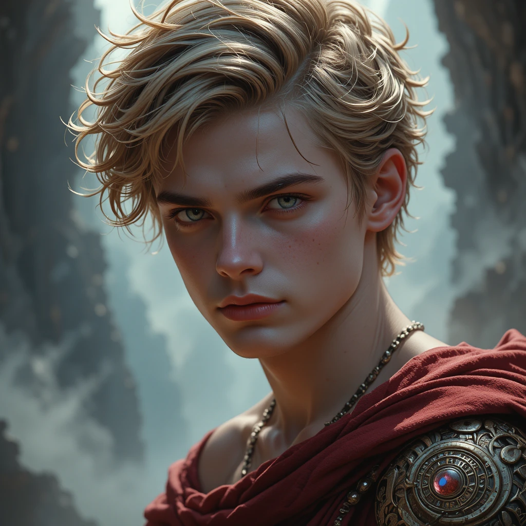 Giovane ragazzo anime come dio primordiale dell’amore in un mondo fantasy