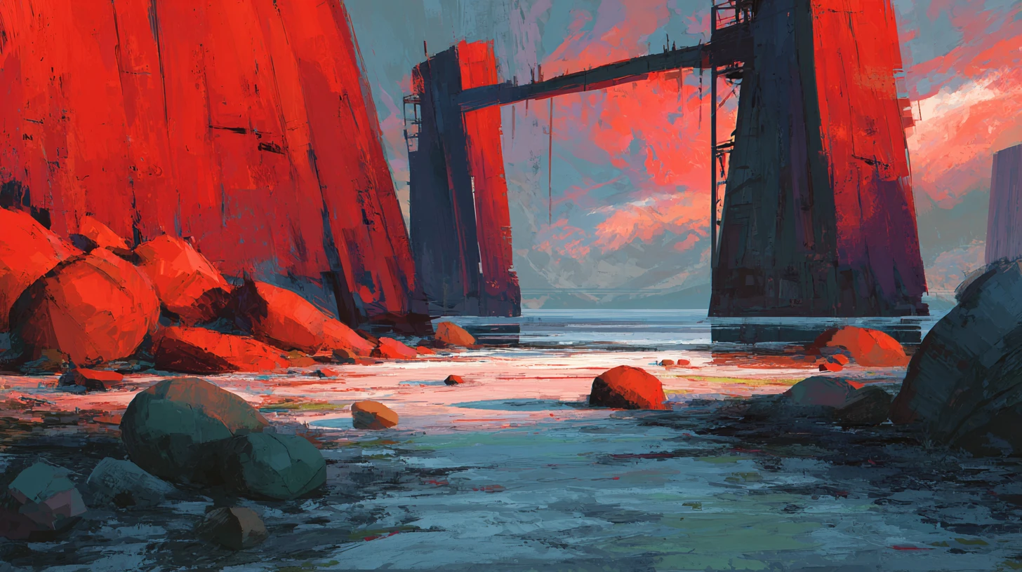 Serene Abstract Landscape With Faded Ruined Background