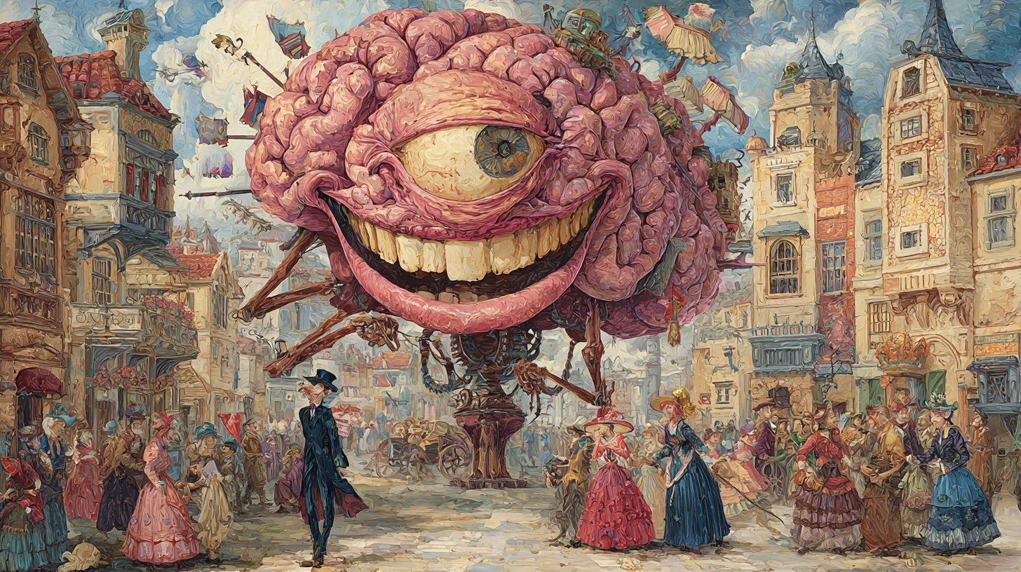 Scena rinascimentale con un cervello gentiluomo che cammina e si toglie il cappello