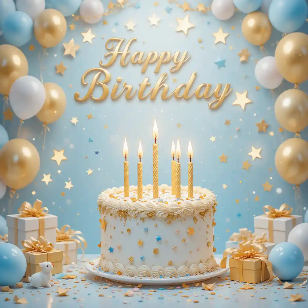 Dolce scena di compleanno pastello con torta e palloncini