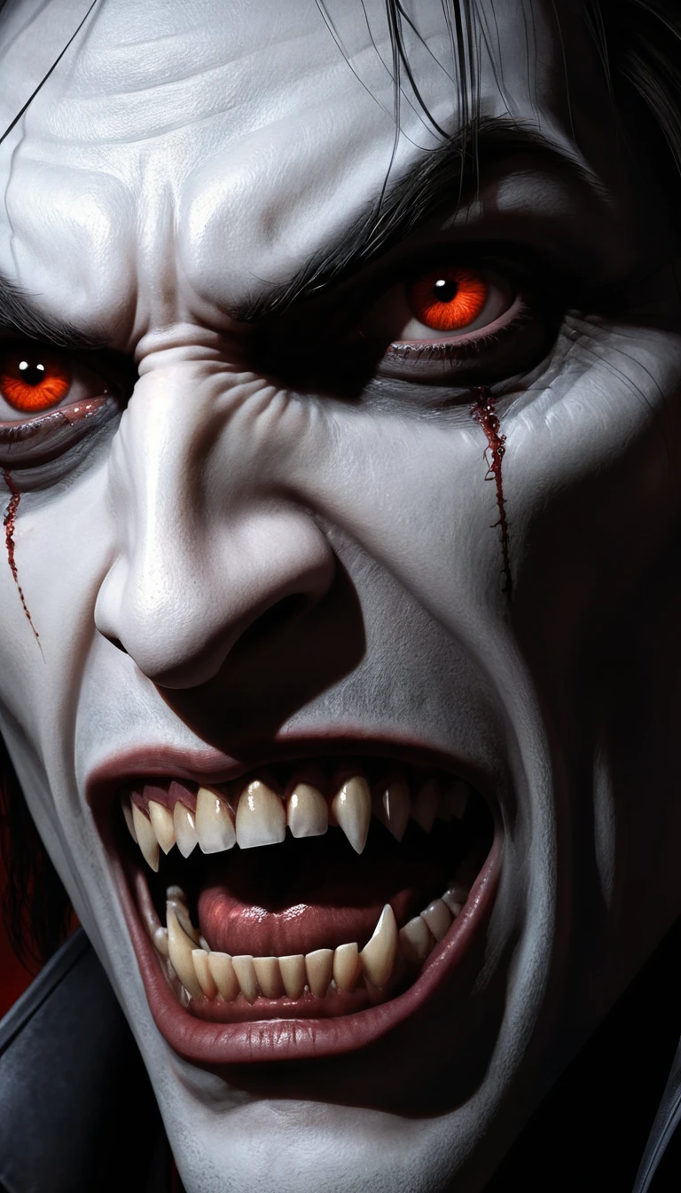 Extremes Nahporträt eines gotischen Vampirs