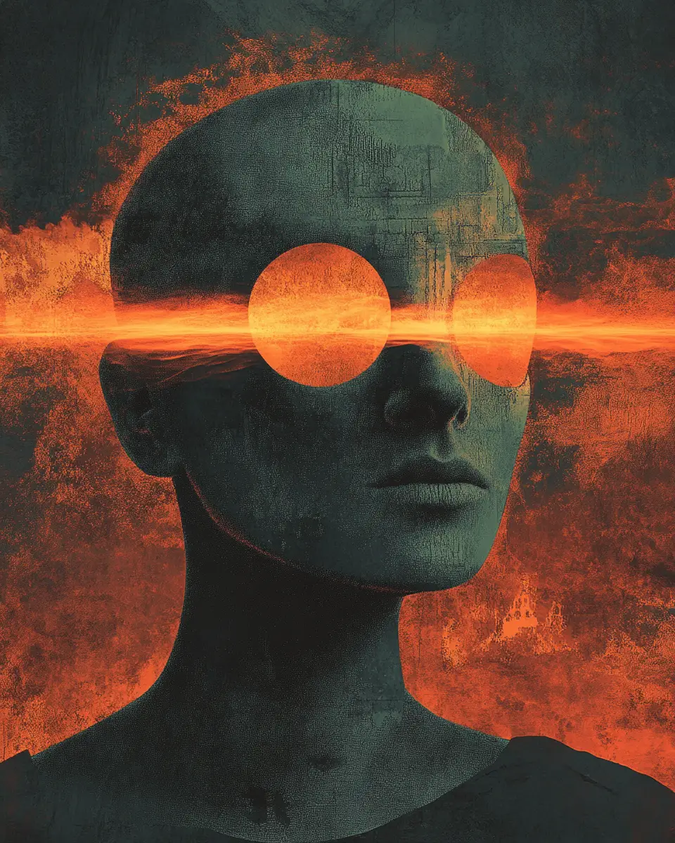 Abstract digital illustration of solitary truth seeking