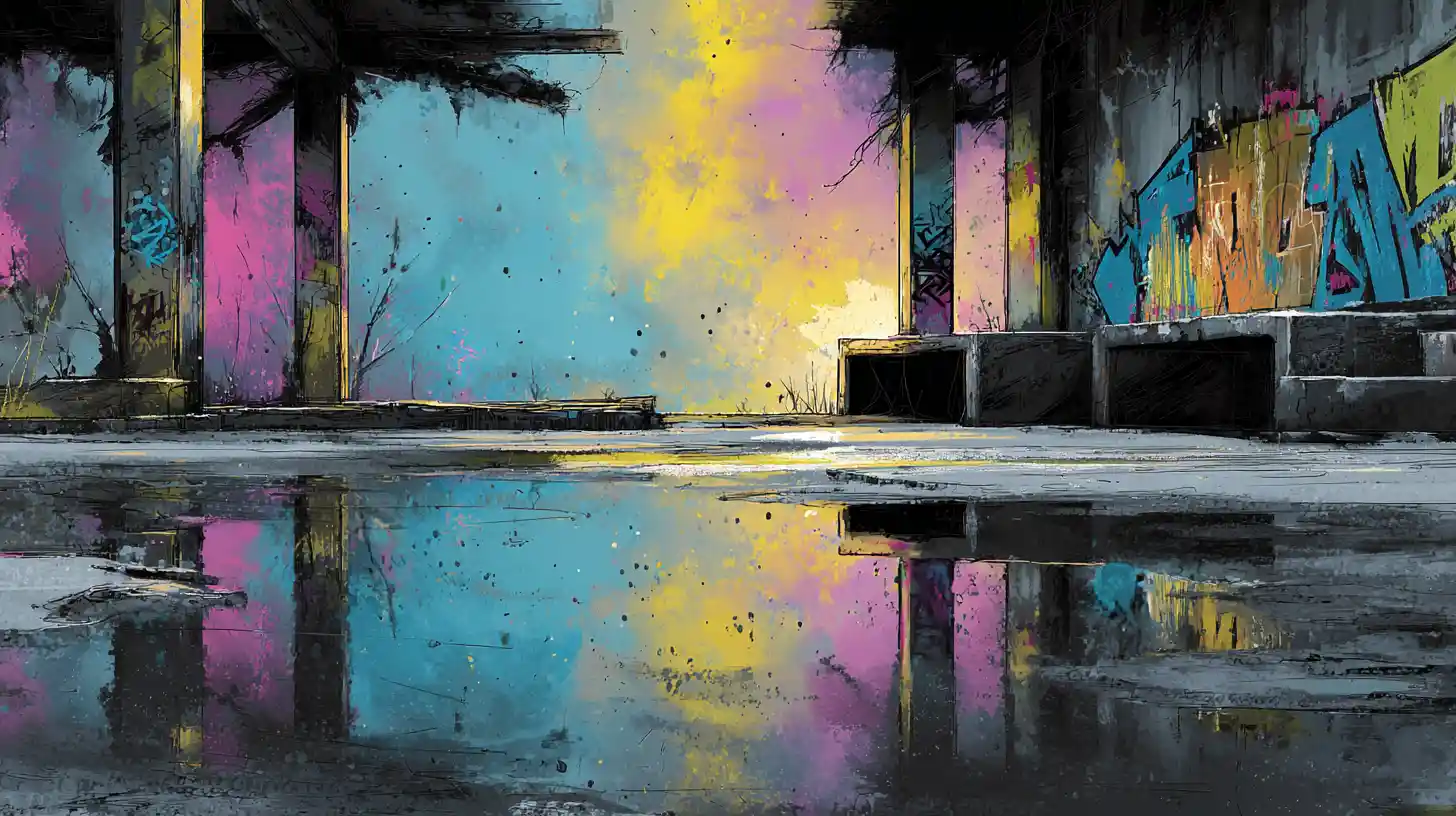 Serene abstract landscape with distant sense of dereliction