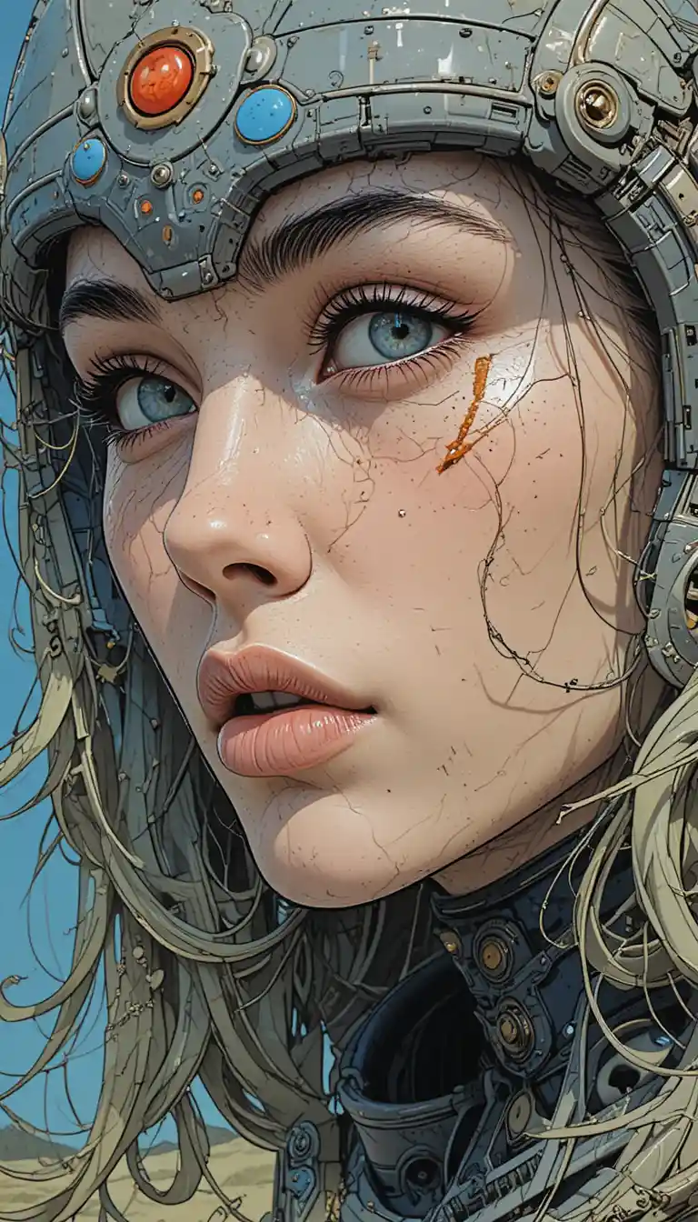 Primo piano sci‑fi di una donna potente