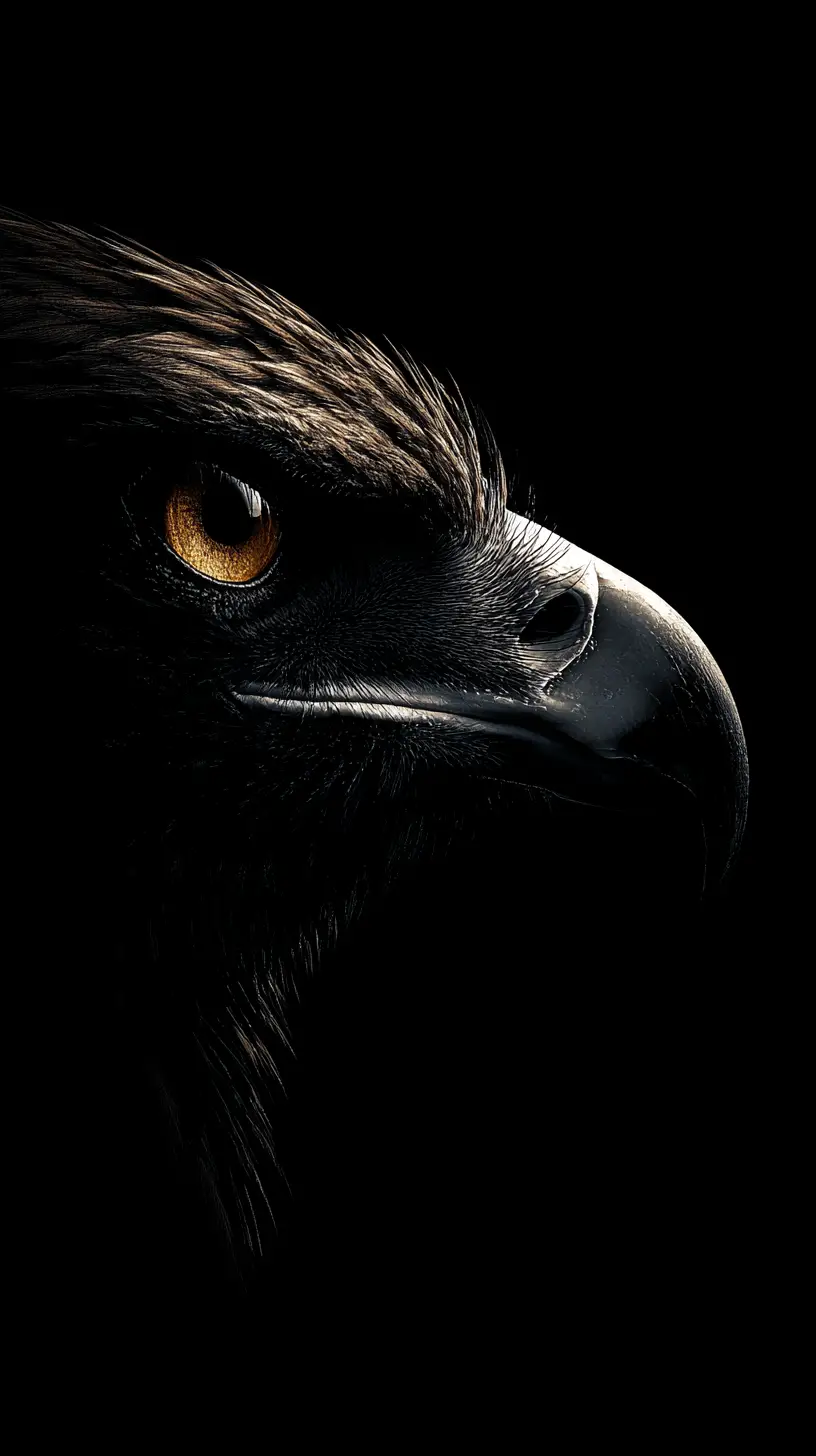 Close up eagle eye in dramatic shadow photography