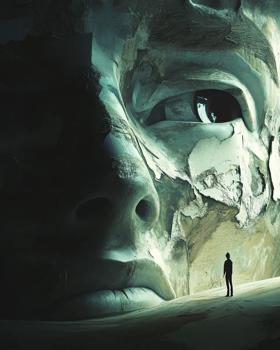 Abstract digital illustration of solitary search for truth