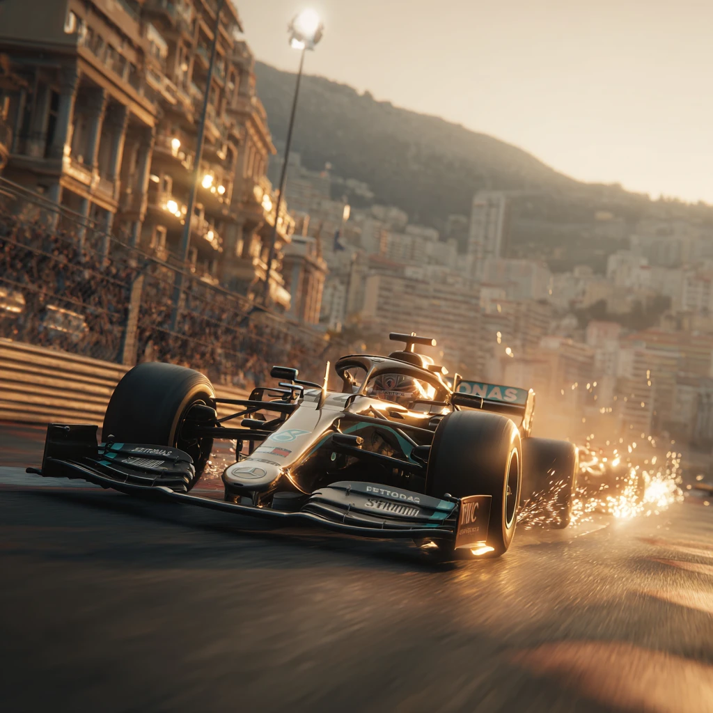 F1-Rennwagen attackiert eine Kurve auf dem Circuit von Monaco