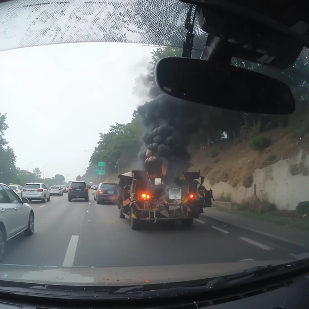 Dashcam-Aufnahme eines plötzlichen, heftigen Vorfalls auf der Straße