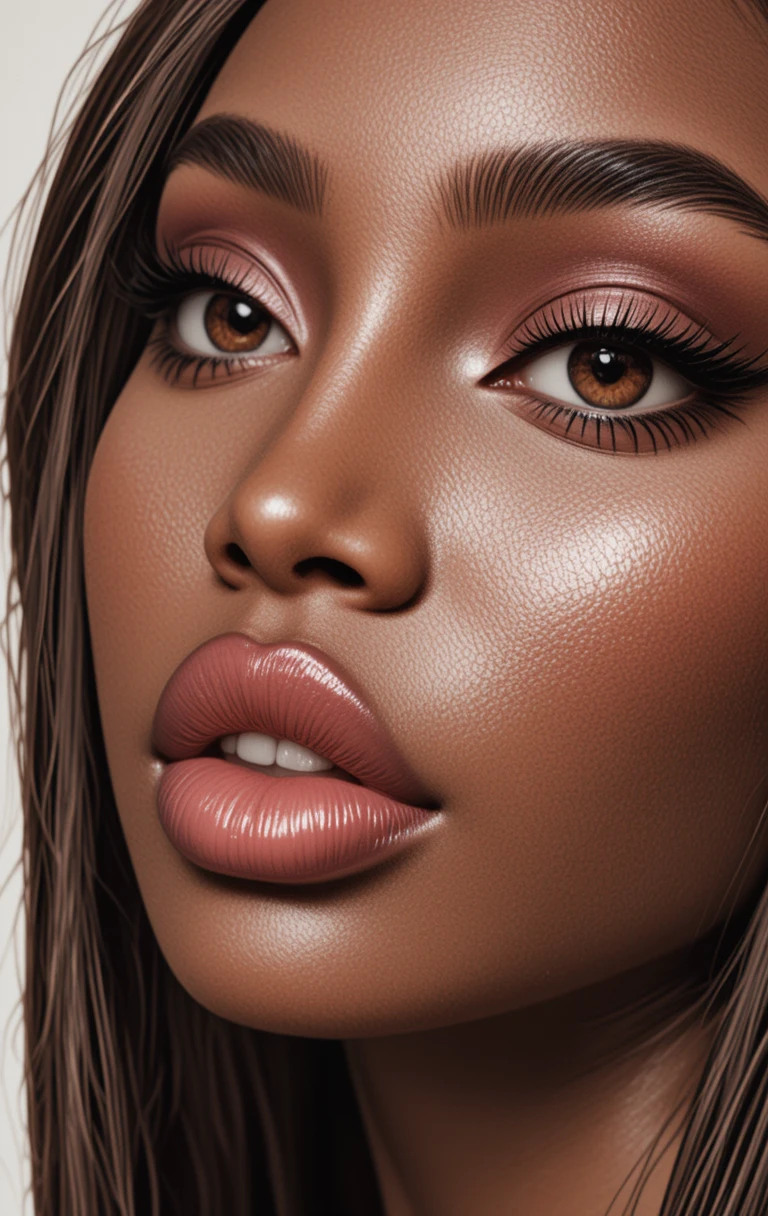 Retrato de beleza em close extremo de uma mulher negra