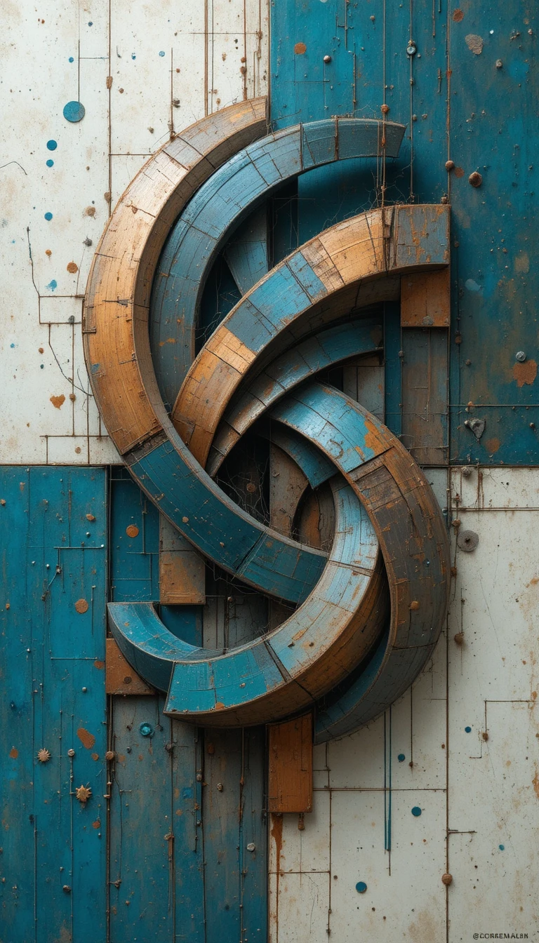 Abstract geometric composition with interlocking angular forms