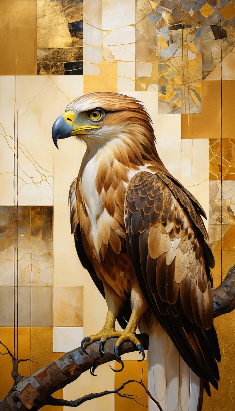 Philippinenadler vor einer surrealen digitalen Landschaft