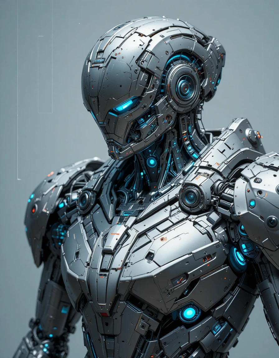 Futuristischer Mecha-Bauplan mit detailliertem kybernetischem Cockpit