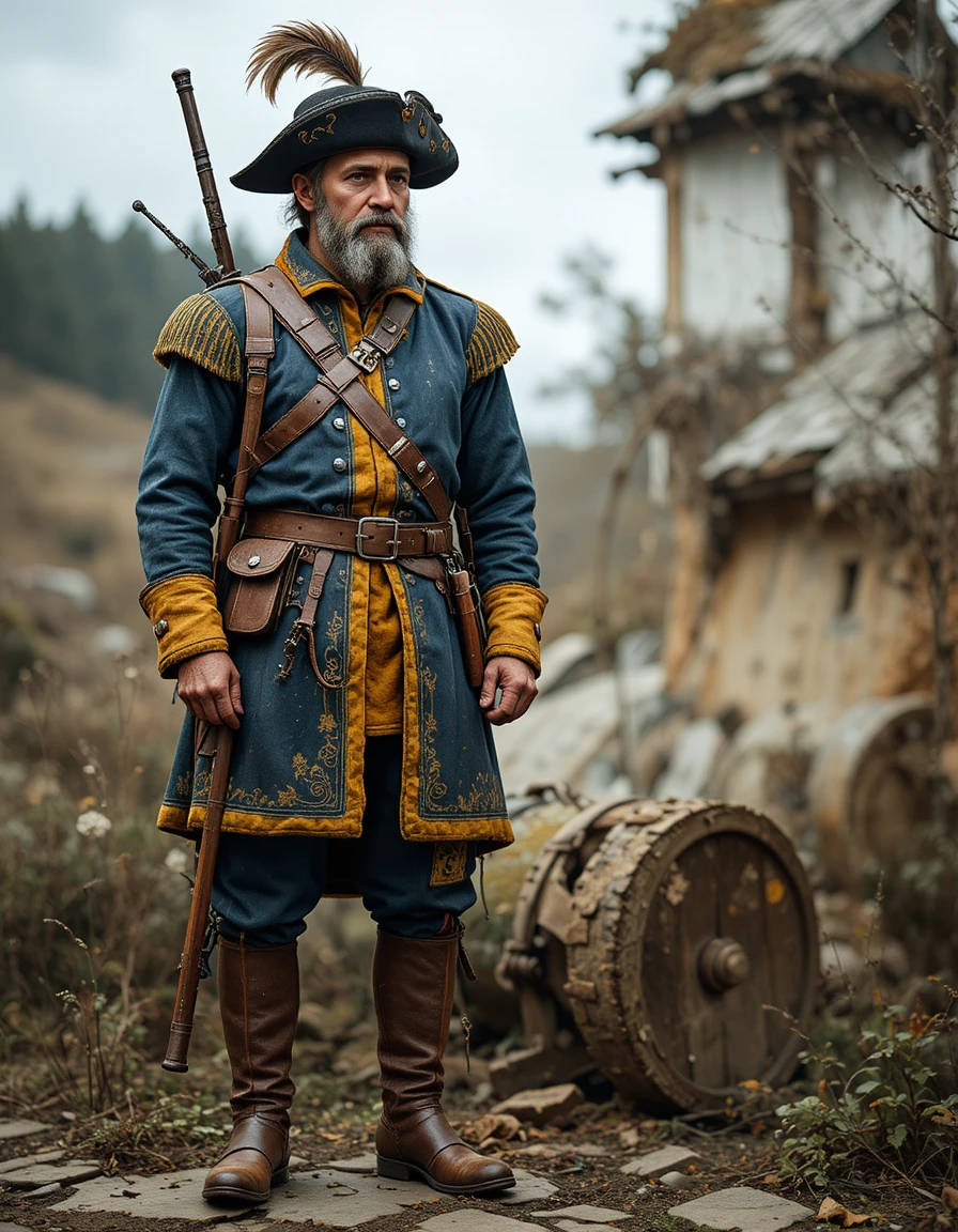 Weathered Swedish soldier standing with quiet resolve