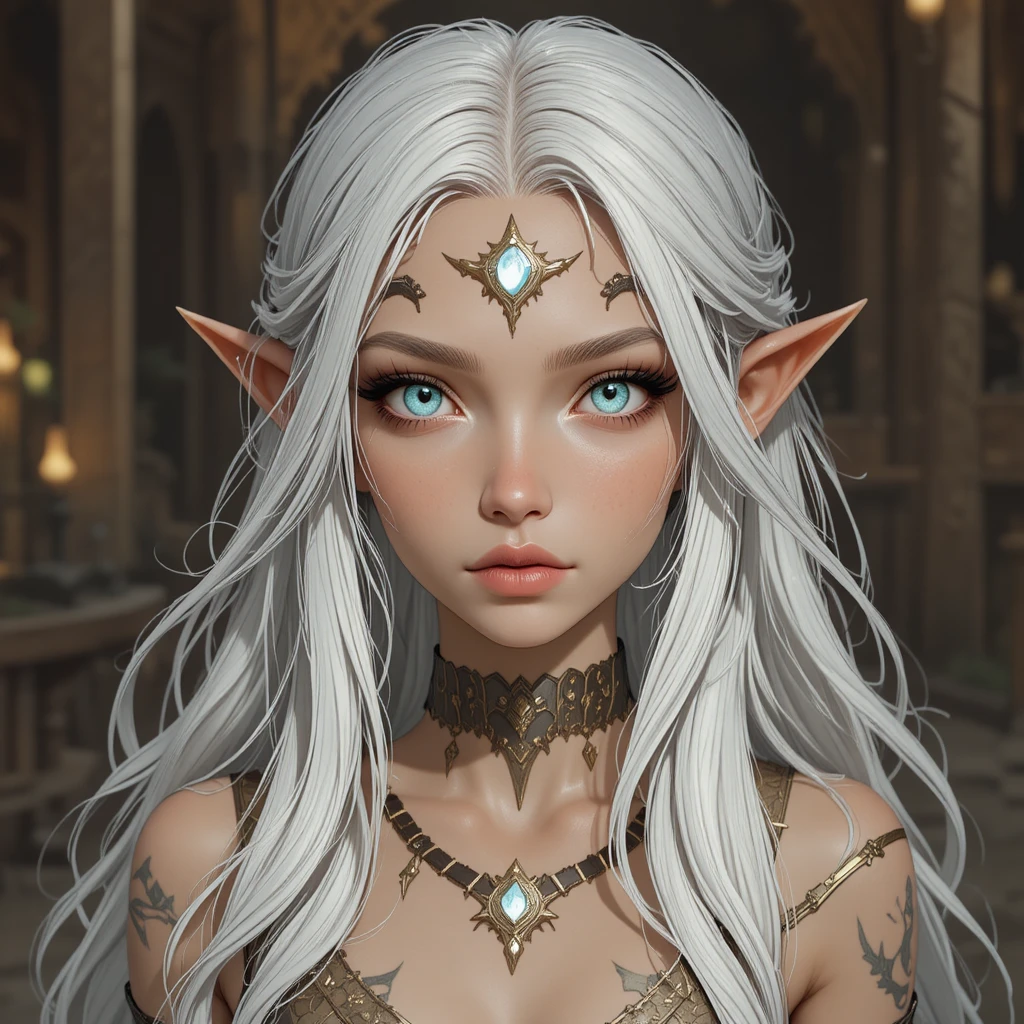 Ghost princess with long silver hair and heterochromia eyes