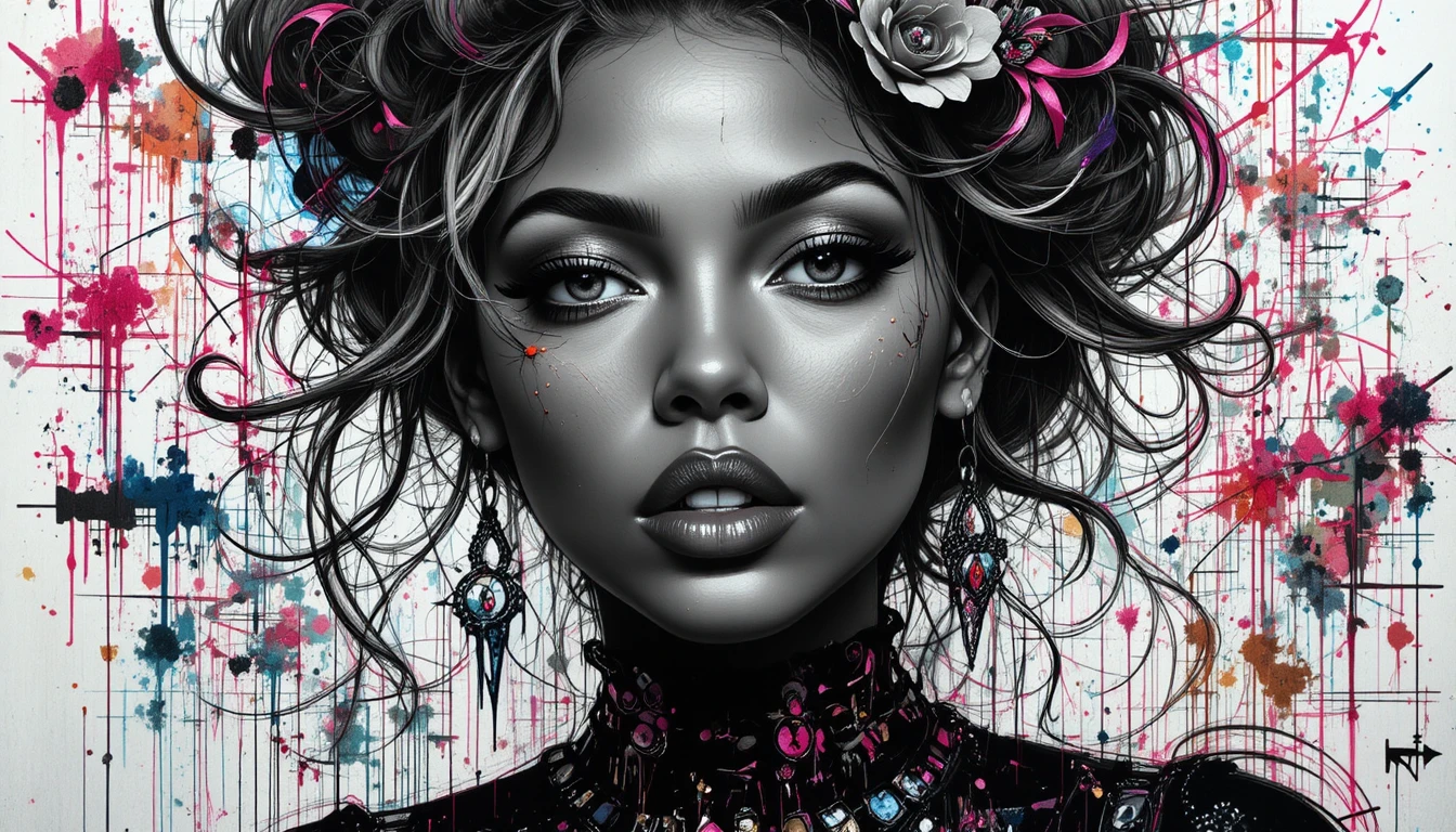 Cyberpunk neon portrait of a photorealistic African woman