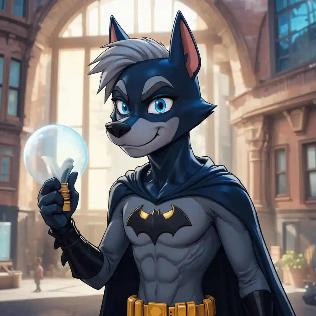 Cartoon-Grauer Bat-Hound-Hund mit blauen Augen