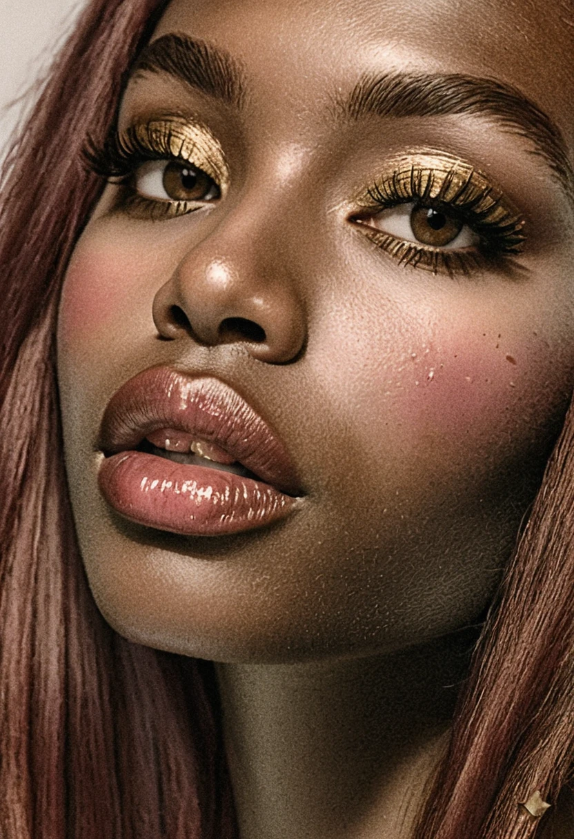 Extreme close up beauty portrait of a black woman