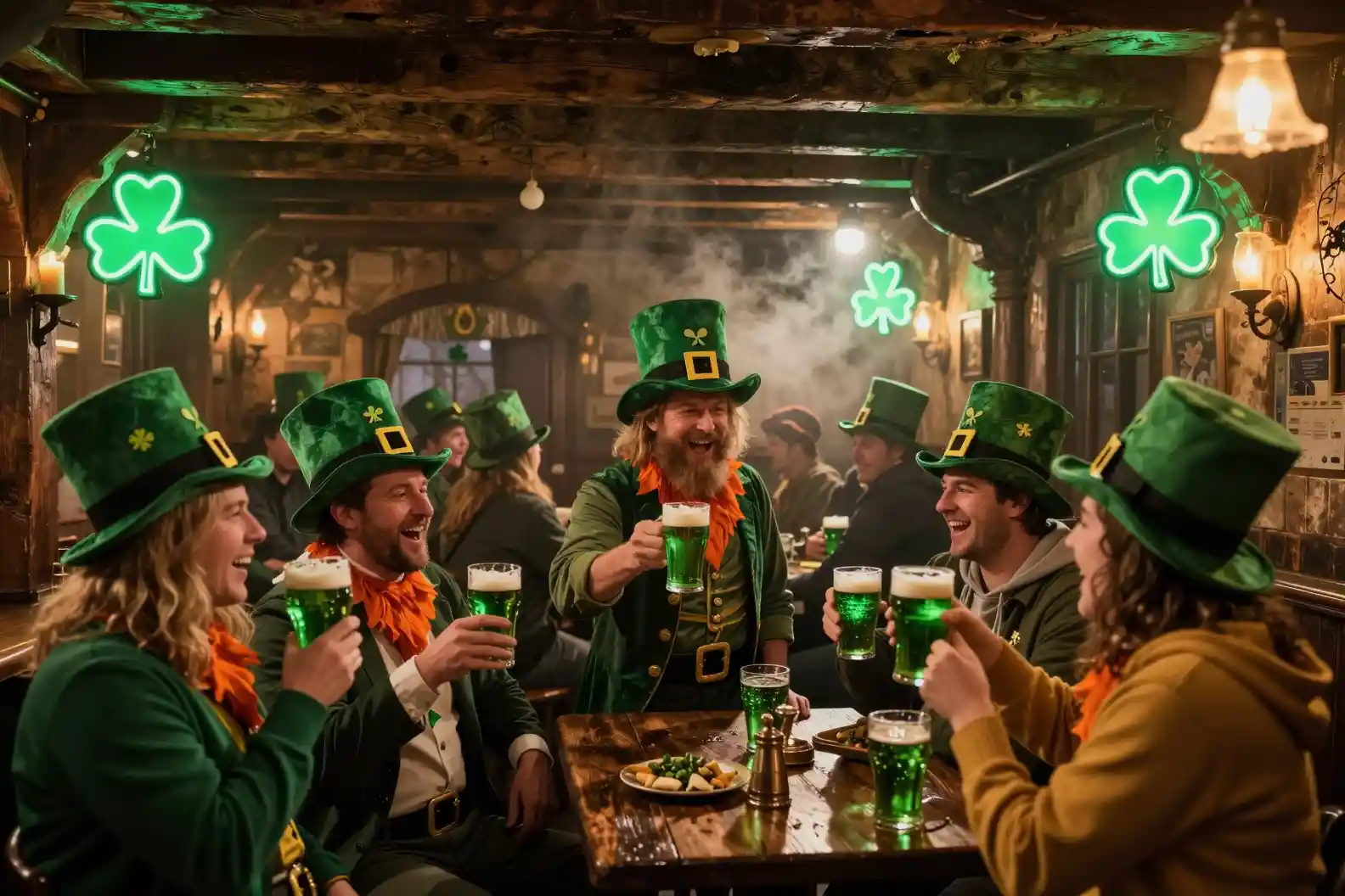 Überfüllte irische Taverne am St.-Patricks-Day-Abend