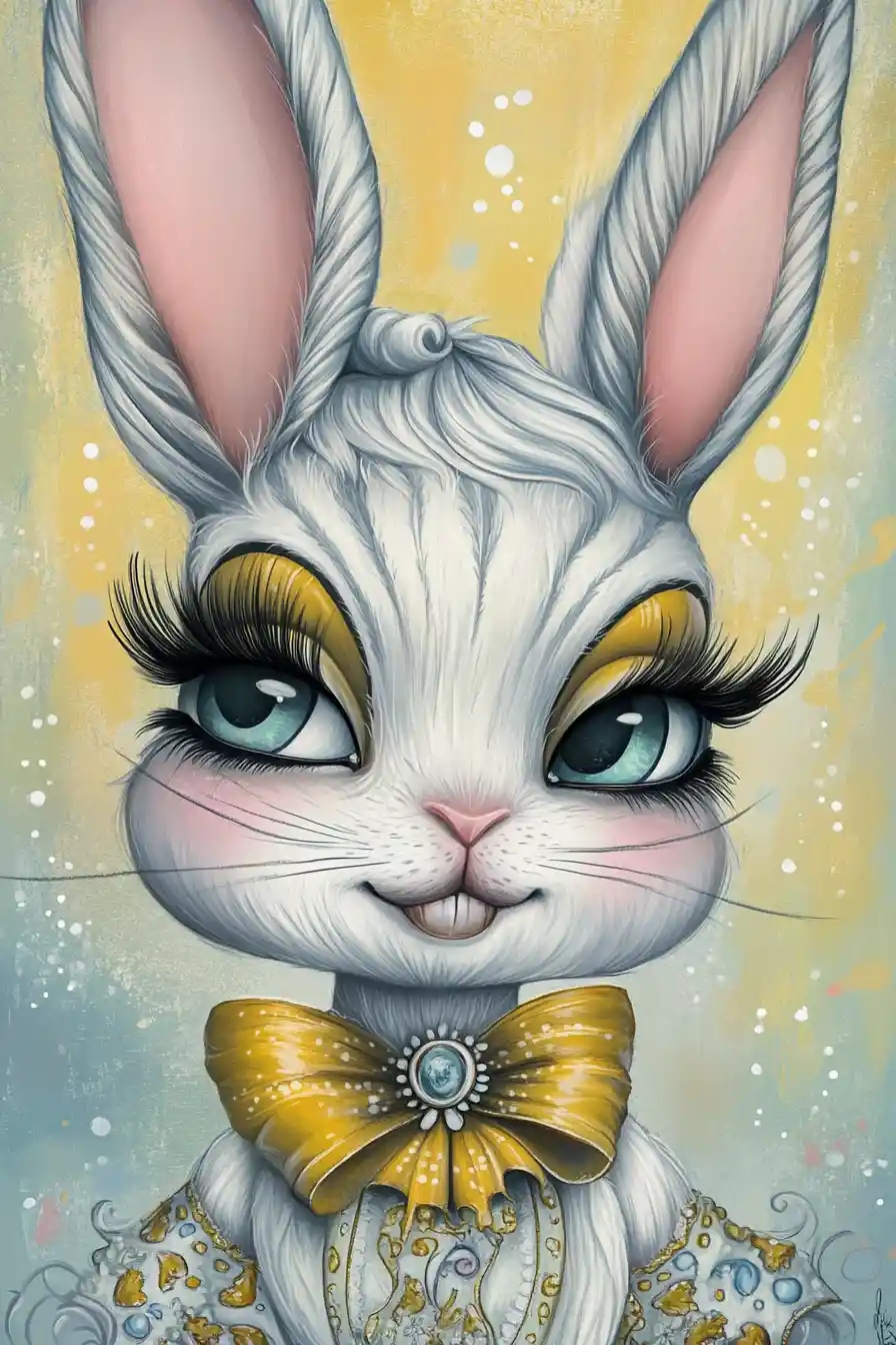 Pastel marshmallow inspired bunny diva with glamorous lashes