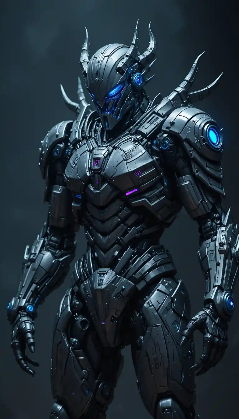 Guerriero Mecha Demone Futuristico in Pesante Armatura