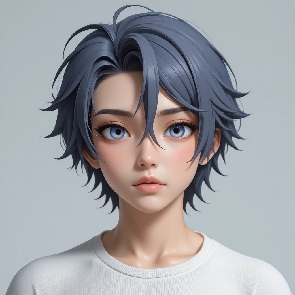Avatar masculino de anime limpo com olhos e cabelo expressivos